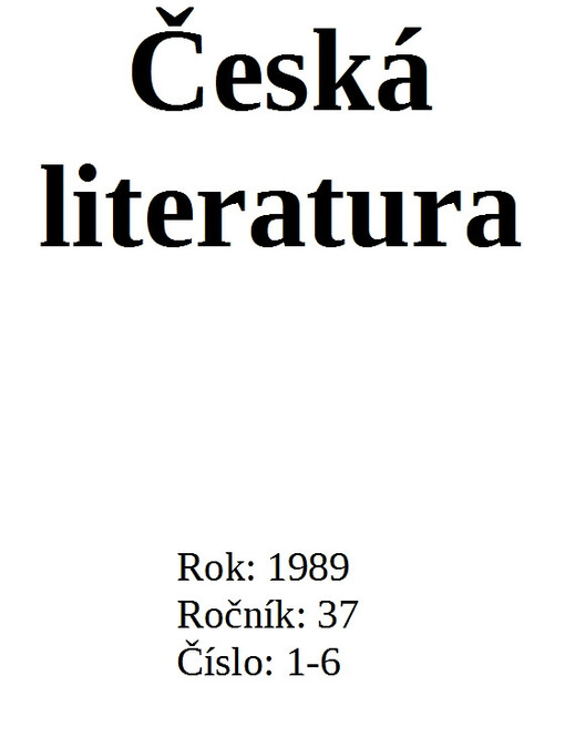 Česká literatura : časopis pro literární vědu
