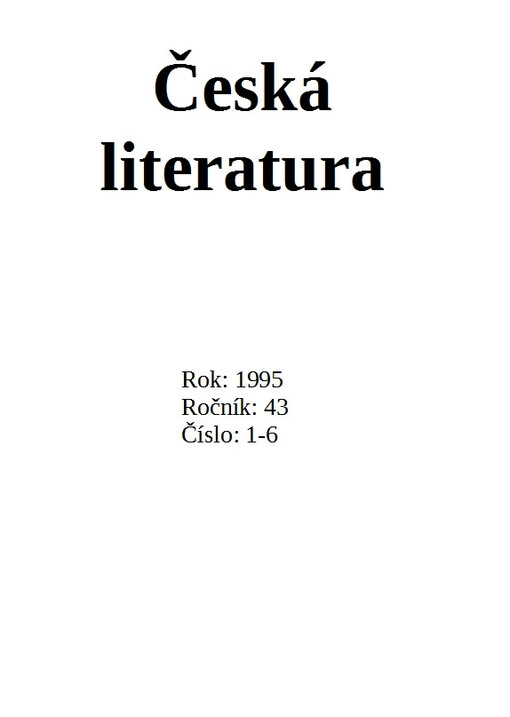Česká literatura : časopis pro literární vědu