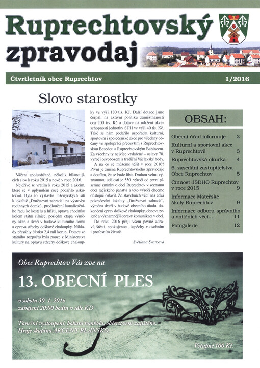 Ruprechtovský zpravodaj : čtvrtletník obce Ruprechtov