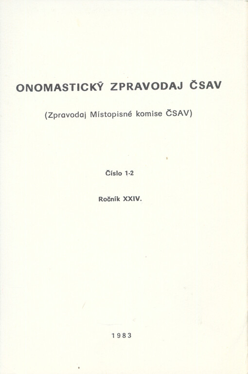 Onomastický zpravodaj ČSAV