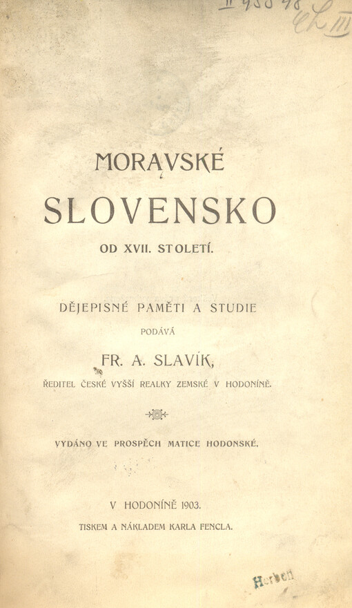 Rok: 1903 / Číslo: I.
