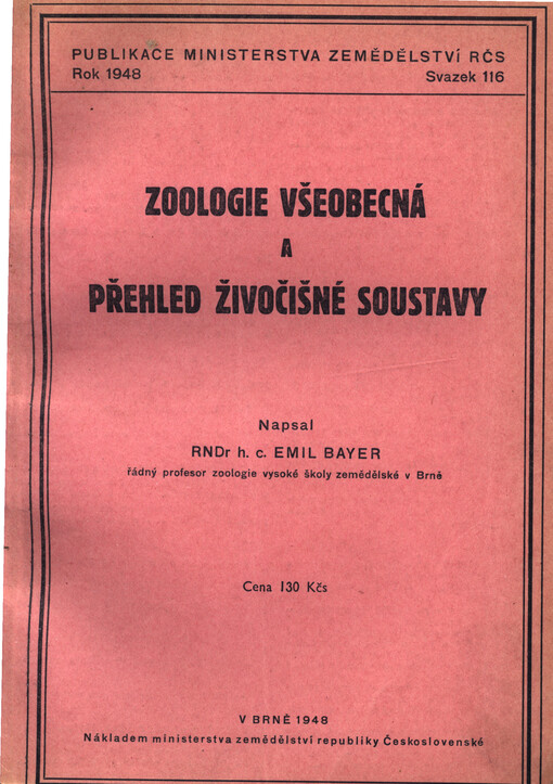 Zoologie všeobecná a přehled živočišné soustavy