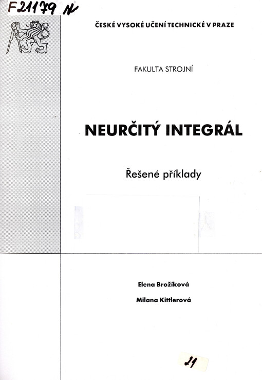 Neurčitý integrál : řešené příklady : řešené příklady