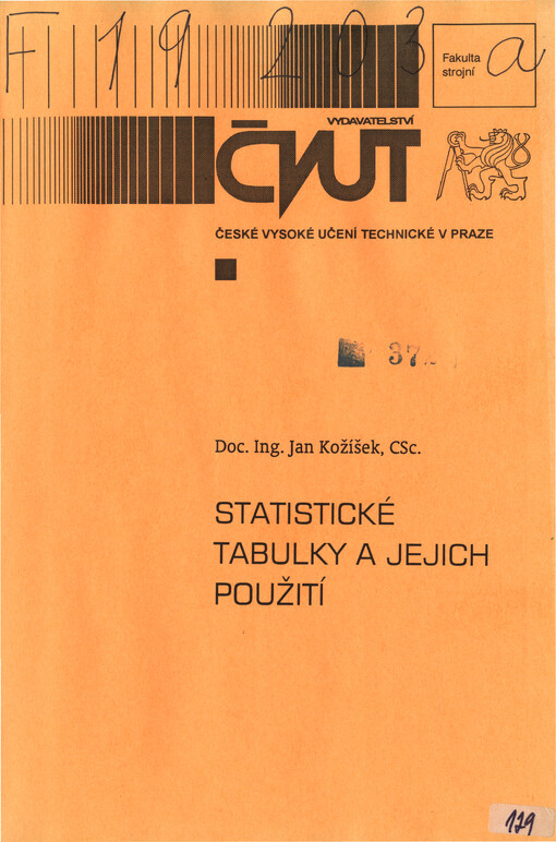 Statistické tabulky a jejich použití