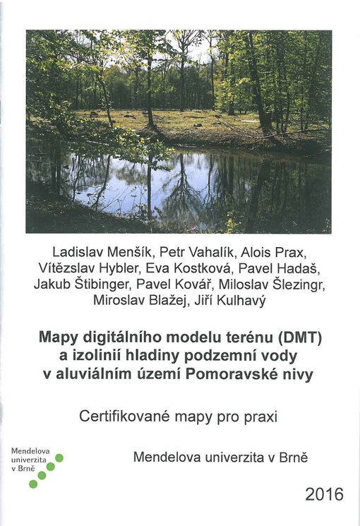 Mapy digitálního modelu terénu (DMT) a izolinií hladiny podzemní vody v aluviálním území Pomoravské nivy