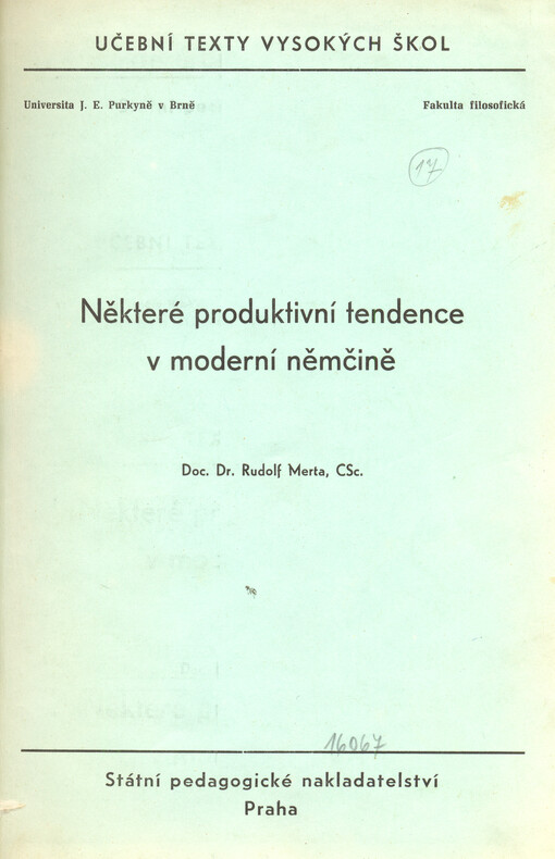 Některé produktivní tendence v moderní němčině