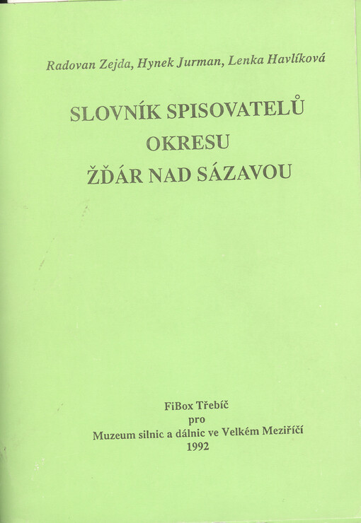 Slovník spisovatelů okresu Žďár nad Sázavou