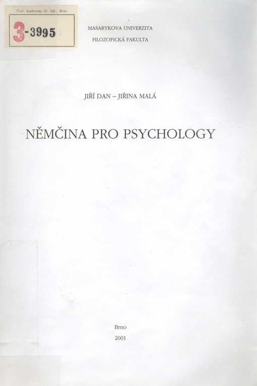 Němčina pro psychology, 1. vyd.