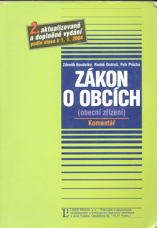 Zákon o obcích (obecní zřízení): komentář : podle stavu k 1.1.2004