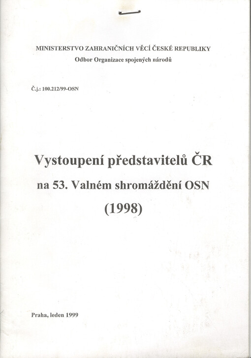 Vystoupení představitelů ČR na 53. valném shromáždění OSN (1998)