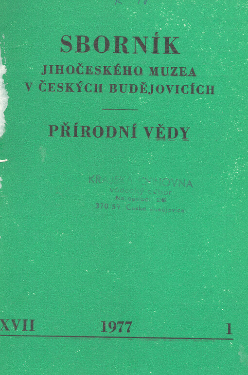 Sborník Jihočeského muzea v Českých Budějovicích. Přírodní vědy