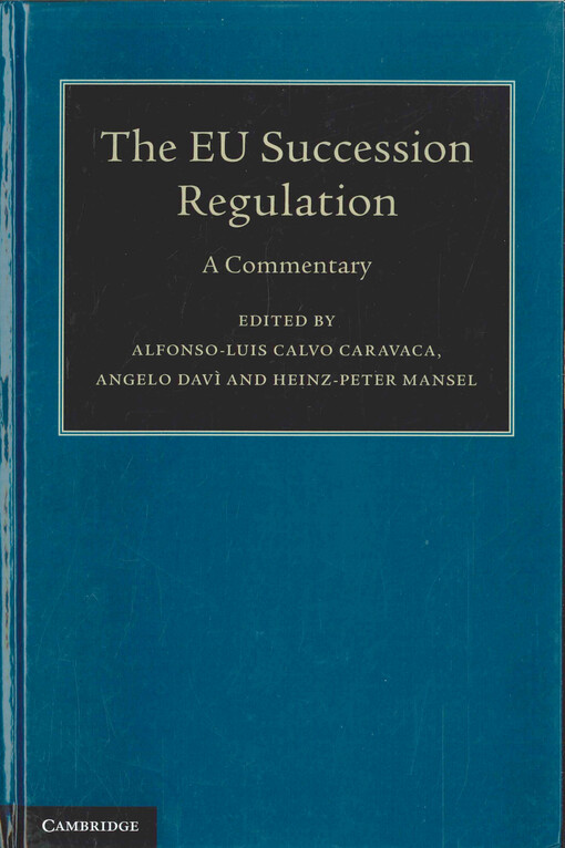 The EU succession regulation : a commentary