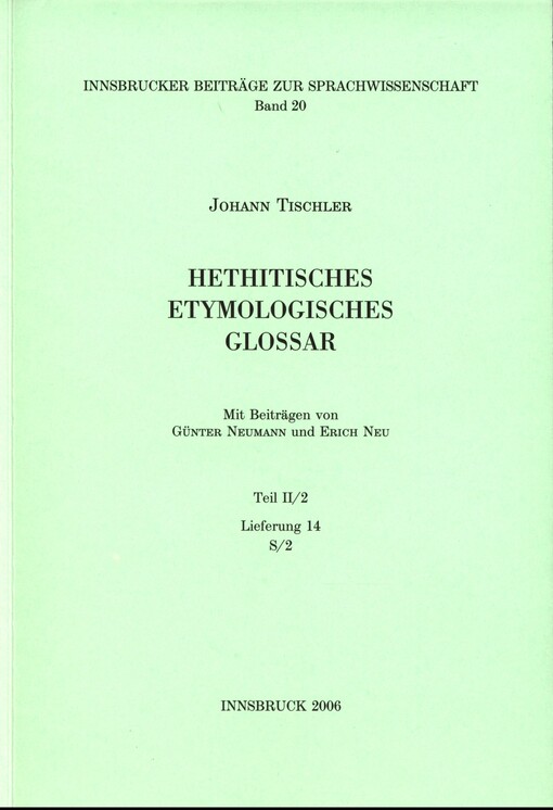 Hethitisches etymologisches Glossar