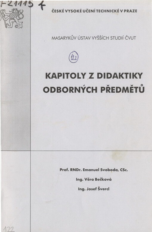 Kapitoly z didaktiky odborných předmětů