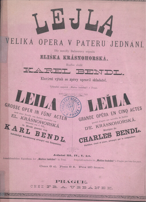 Lejla veliká opera v pateru jednání : jednání III., IV. a V.