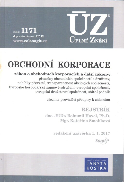 ÚZ č. 1171 Obchodní korporace