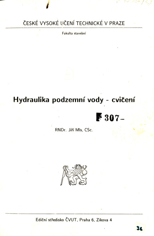 Hydraulika podzemní vody - cvičení