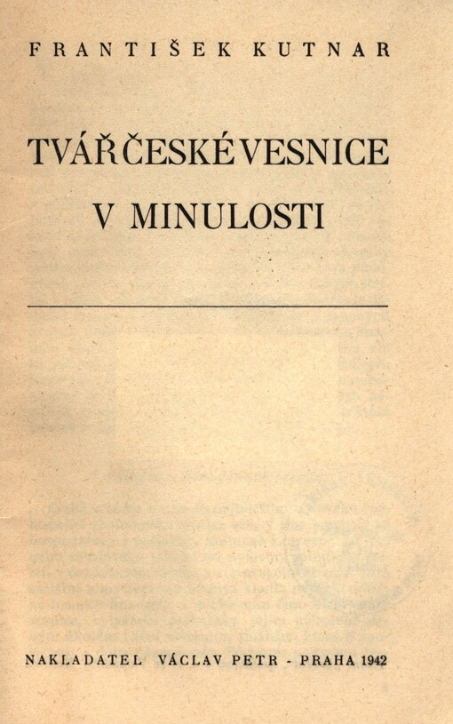 Tvář české vesnice v minulosti