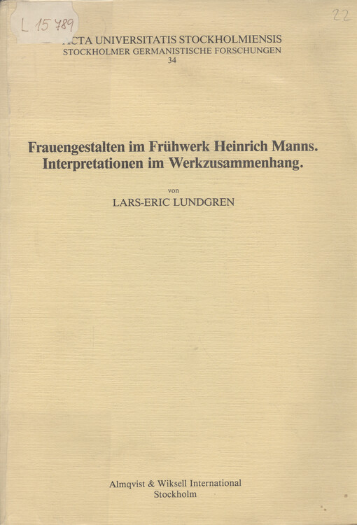 Frauengestalten im Frühwerk Heinrich Manns : Interpretationen im Werkzusammenhang