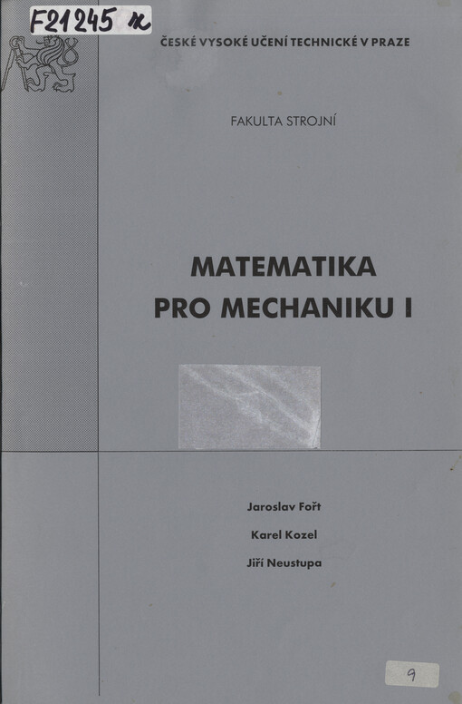 Matematika pro mechaniku I