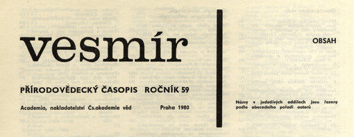 Vesmír : časopis pro šíření vědy přírodní, zeměpisné a národopisné