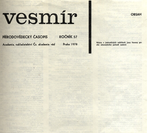 Vesmír : časopis pro šíření vědy přírodní, zeměpisné a národopisné