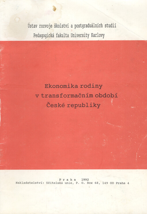 Ekonomika rodiny v transformačním období České republiky