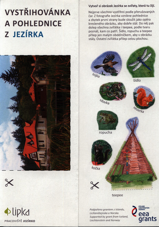 Vystřihovánka a pohlednice z Jezírka