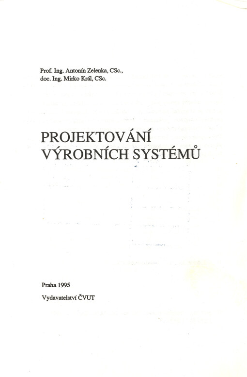 Projektování výrobních systémů