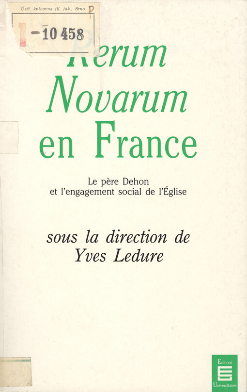 Rerum Novarum en France : le pere Dehon et l'engagement social de l'Église