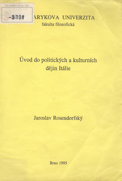 Úvod do politických a kulturních dějin Itálie