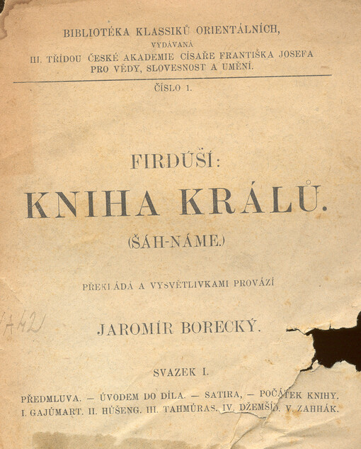 Kniha králů =[Šáh-náme].Sv. I