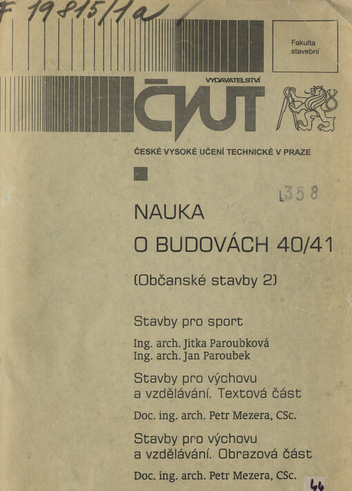 
  Nauka o budovách 4O/41
  : Občanské stavby 2 Sv 1