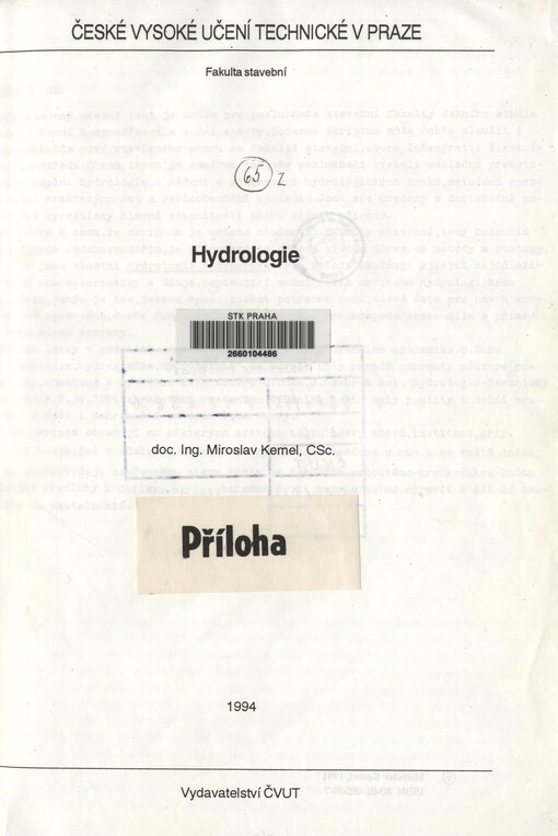 Hydrologie: Určeno pro stud. fak. stavební
