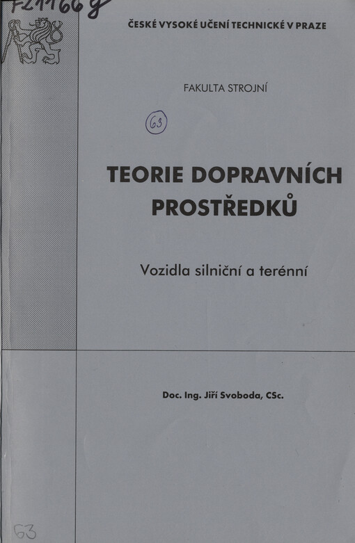 Teorie dopravních prostředků : vozidla silniční a terénní