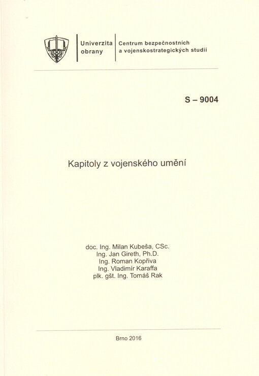 Kapitoly z vojenského umění : studijní text