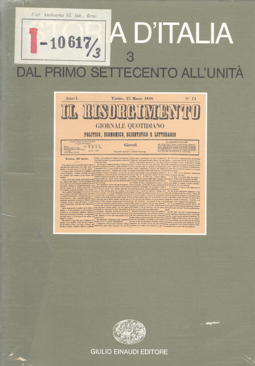 Storia d'Italia. Vol. 3, Dal primo Settecento all'Unita