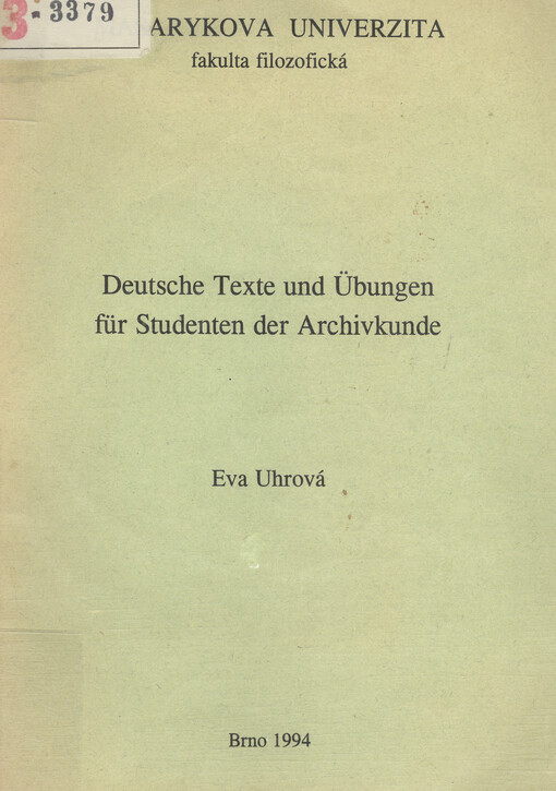 Deutsche Texte und Übungen für Studenten der Archivkunde