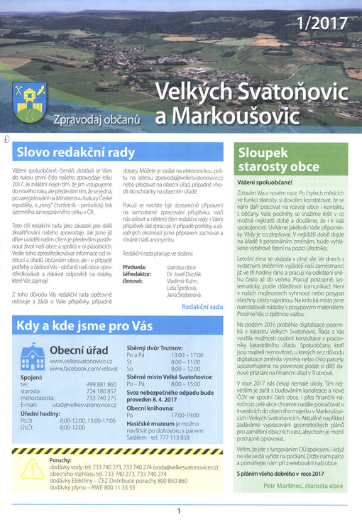 Zpravodaj občanů Velkých Svatoňovic a Markoušovic