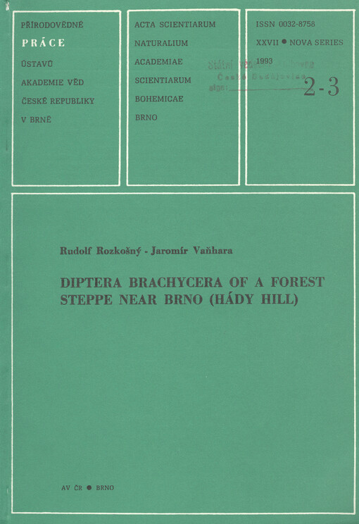 Diptera Brachycera of a Forest Steppe near Brno (Hády Hill)