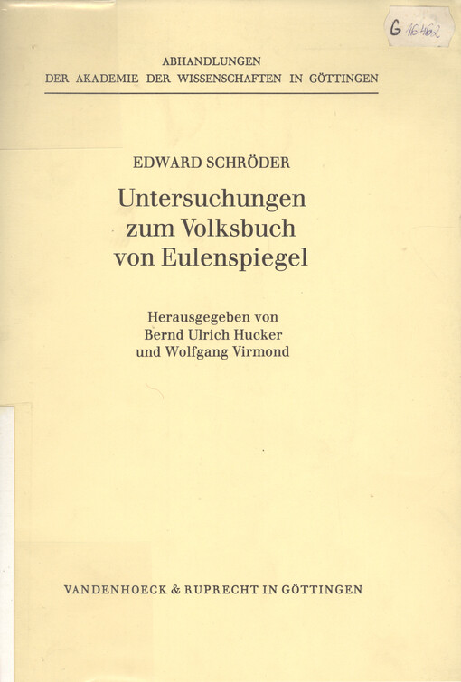 Untersuchungen zum Volksbuch von Eulenspiegel : nach dem unvollendeten Manuskript von etwa 1936