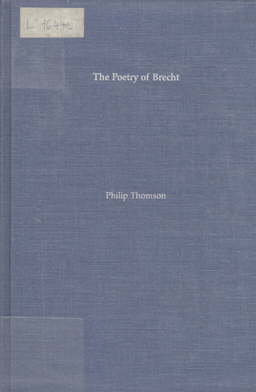 The poetry of Brecht : seven studies