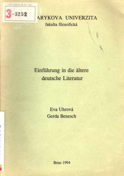 Einführung in die ältere deutsche Literatur : (ein Überblick über den Zeitraum von 700-1300)