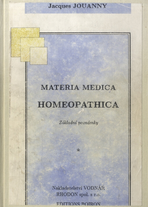 Materia medica homeopathica : základní poznámky