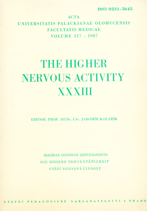 Acta Universitatis Palackianae Olomucensis Facultatis medicae.Vyšší nervová činnost = Vysšaja nervnaja dejatel'nost' = Die höhere Nerventätigkeit : collected papersHigher nervous activity =