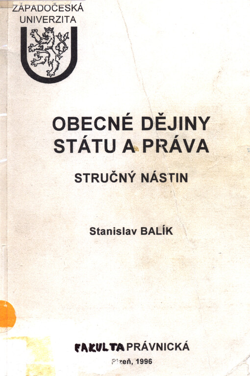 Obecné dějiny státu a práva : stručný nástin