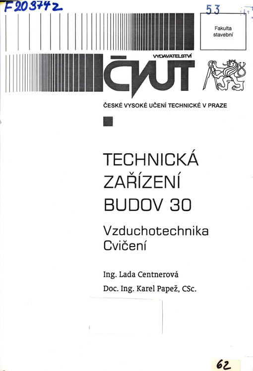 Technická zařízení budov 30 : vzduchotechnika : cvičení