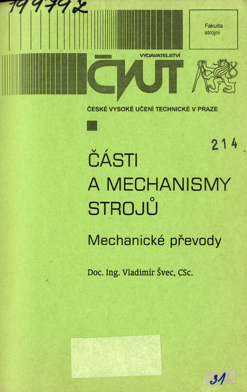 Části a mechanismy strojů.Mechanické převody