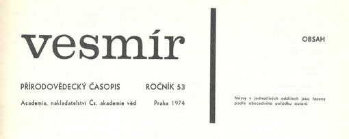Vesmír : časopis pro šíření vědy přírodní, zeměpisné a národopisné