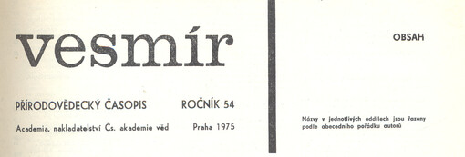 Vesmír : časopis pro šíření vědy přírodní, zeměpisné a národopisné